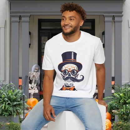 Top Hat & Mustache Skull Adult T-shirt