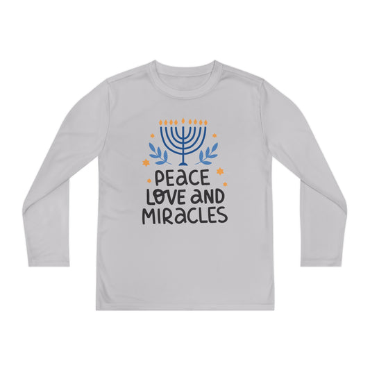 Hanukkah Peace Love & Miracles 1 Youth Long Sleeve Tee