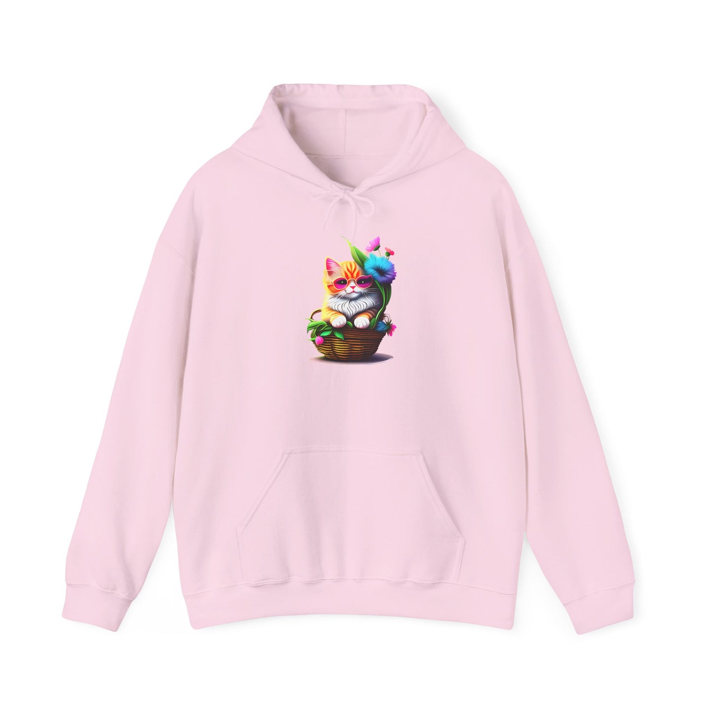 Cute Colorful Kitten in Flowers 2 Heavy Blend™ Hooded Sweatshirt