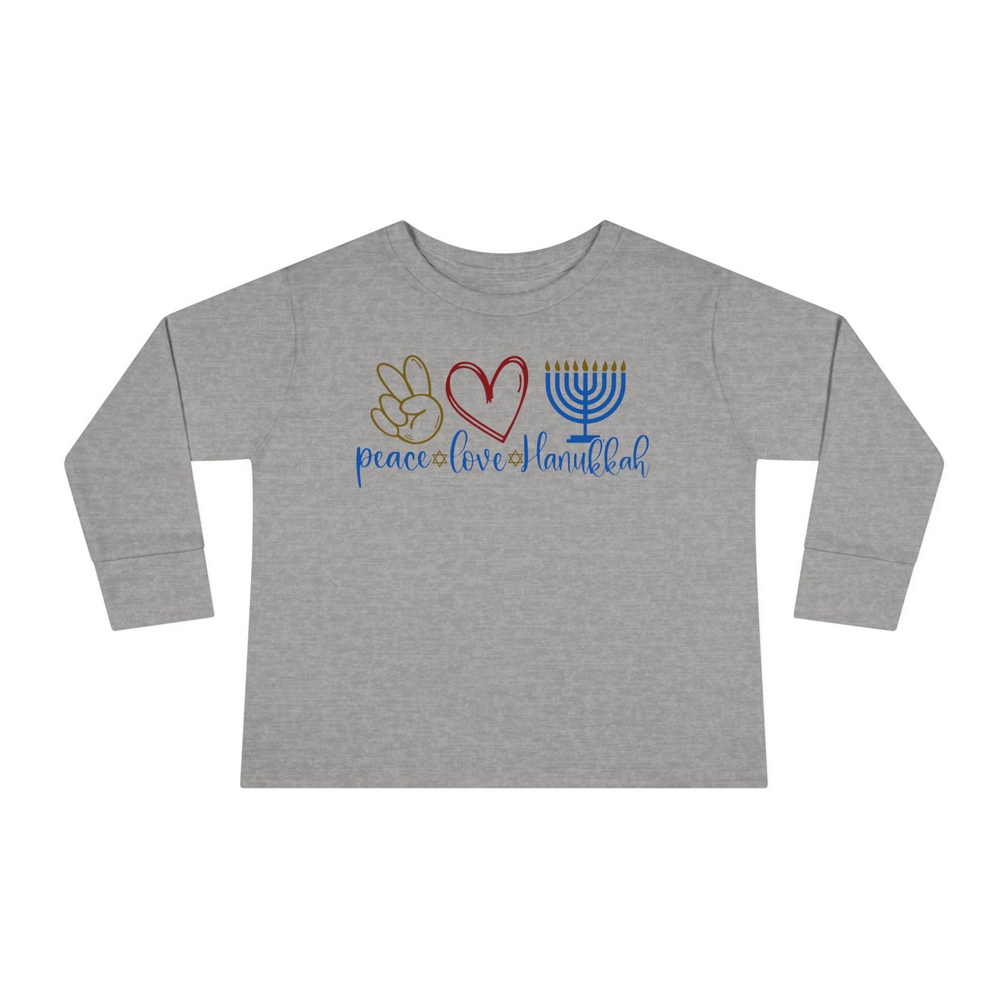Peace Love Hanukkah Toddler Long Sleeve Tee