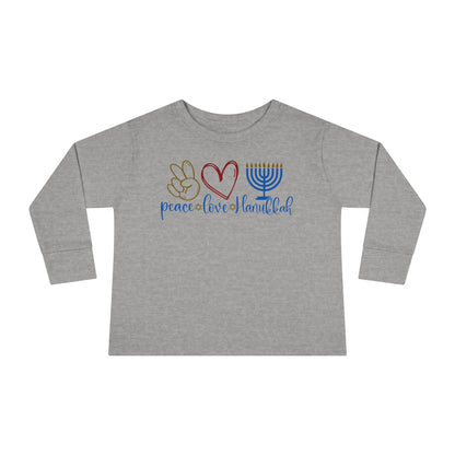 Peace Love Hanukkah Toddler Long Sleeve Tee
