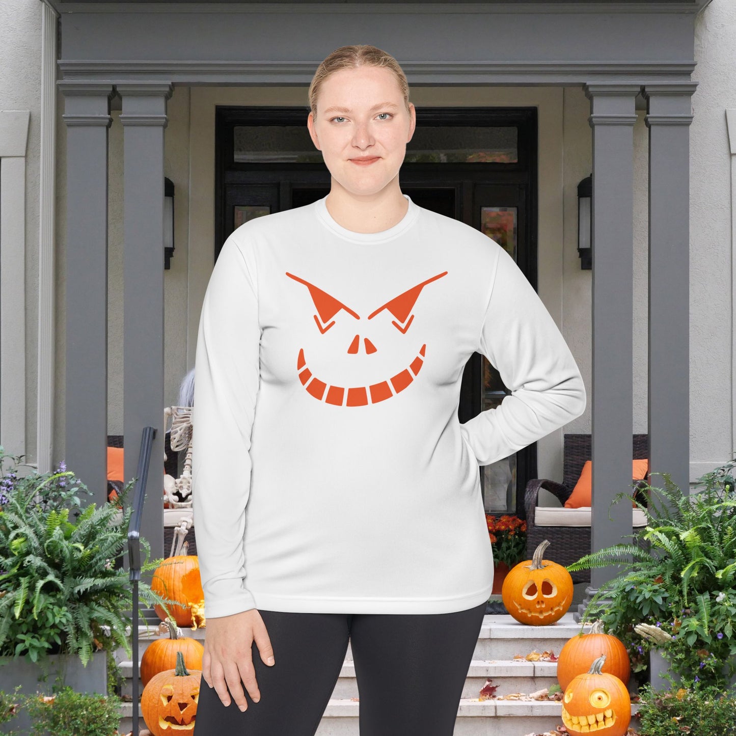 Spooky Jack-O-Lantern Adult Long Sleeve Tee