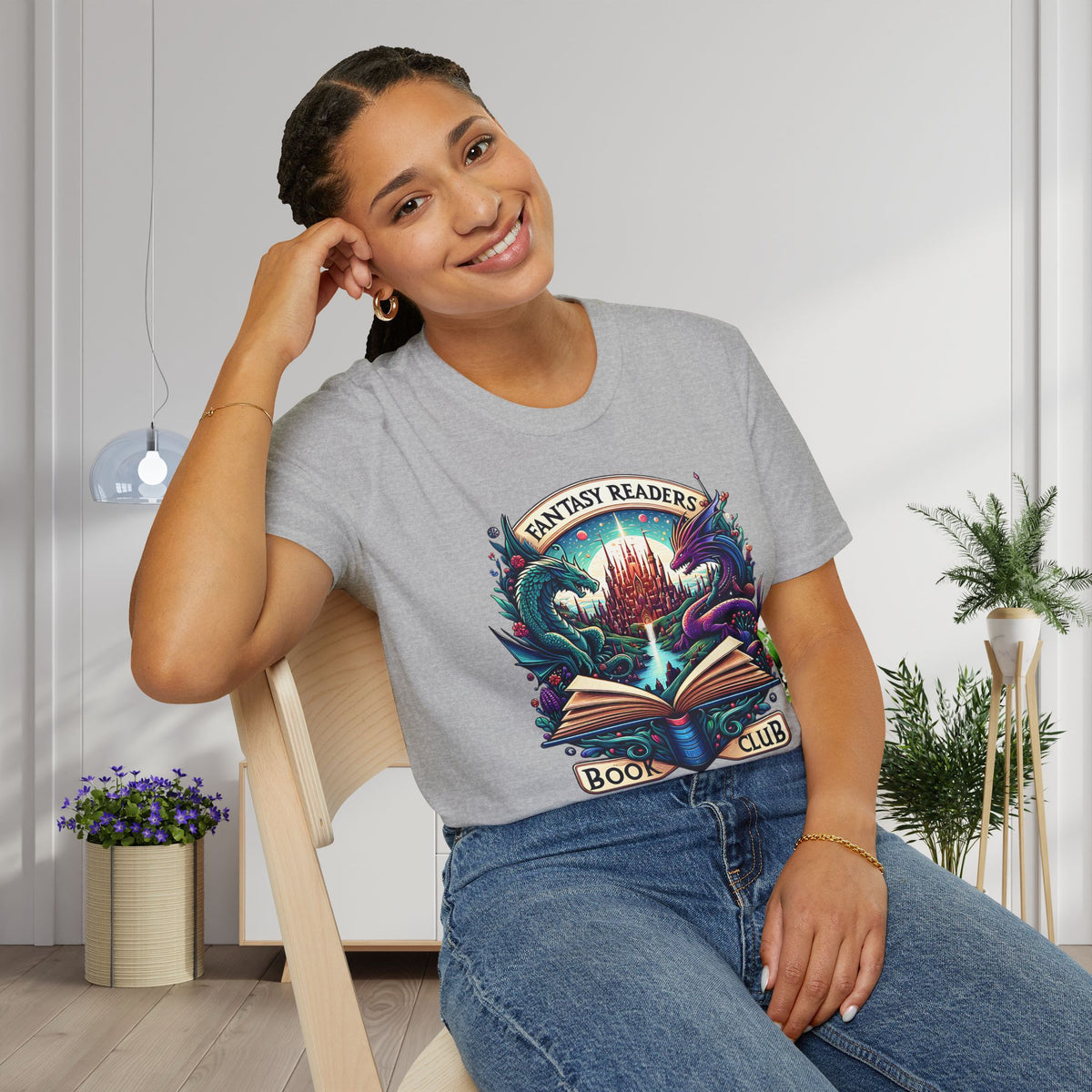 Fantasy Readers Book Club (Dragons) Adult T-shirt