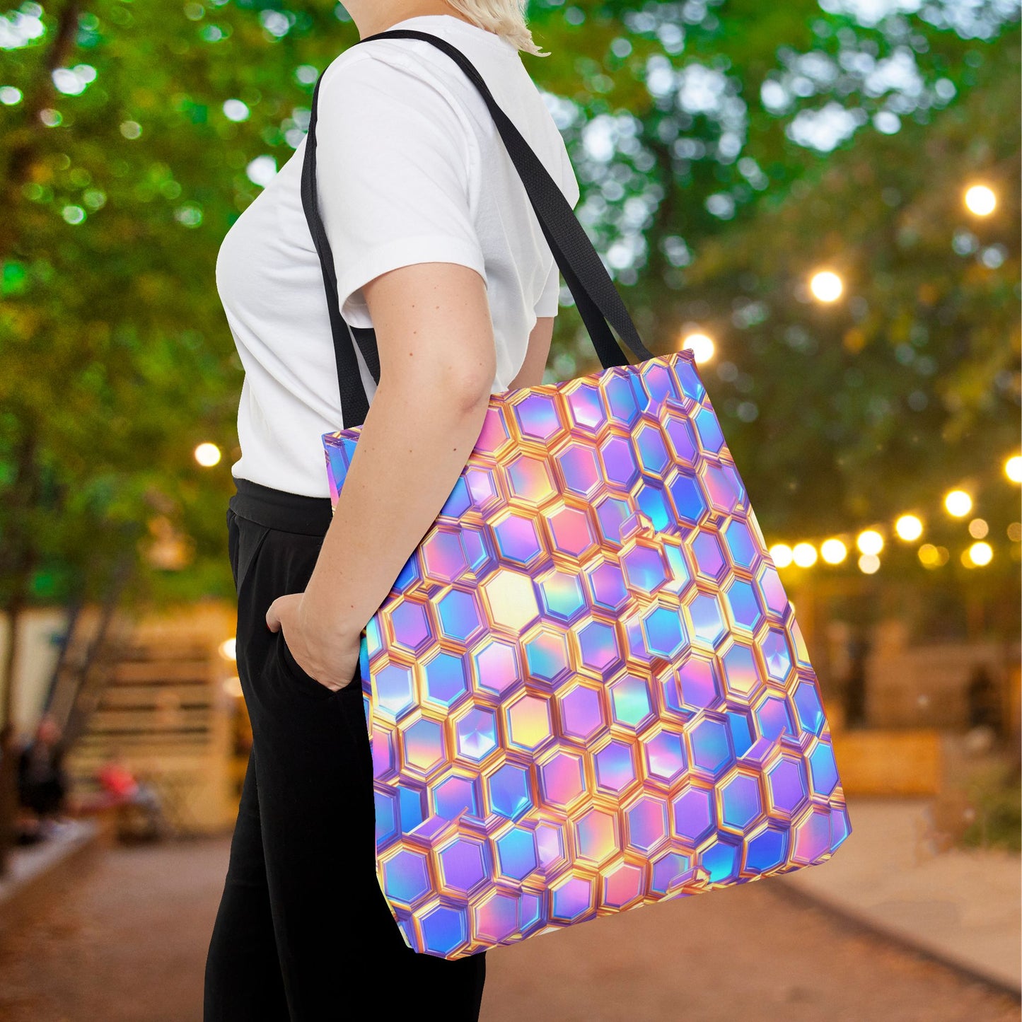 Aurora Hexagons Canvas Tote Bag