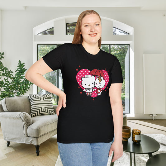 Valentines Hello Kitty Couple Adult Unisex Tshirt