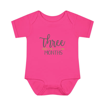 Golden Arrow Milestone Baby Bodysuit-Three Months