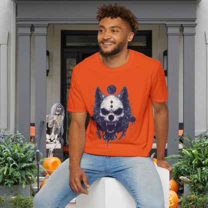 Creepy Skull Wolf Adult T-shirt
