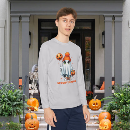 Spooky Season Ghost Trick-or-Treater Youth Long Sleeve Tee