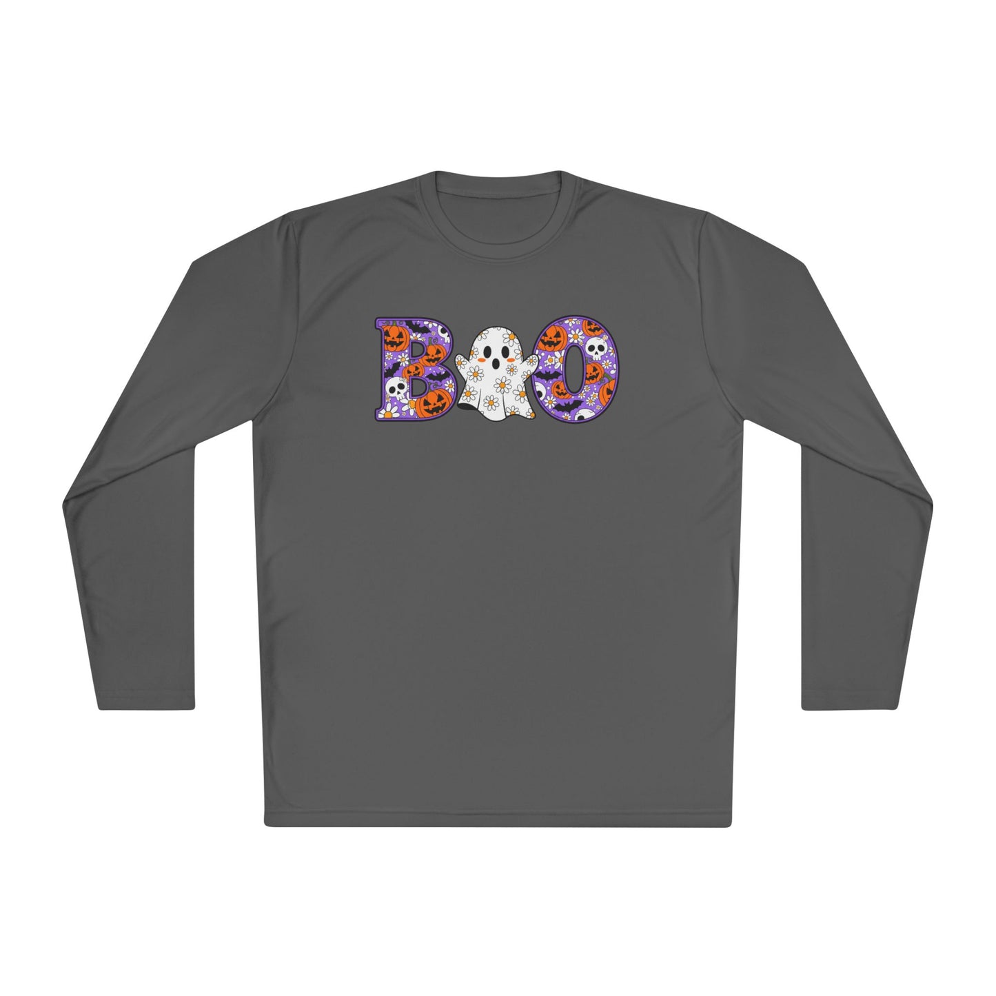 Cute Floral Boo w/Ghost Adult Long Sleeve Tee