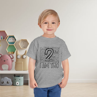 I Am Two Typography Toddler Tee