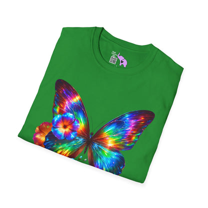 Colorful Butterfly & Flowers Adult T-shirt
