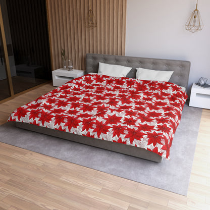 Crimson Poinsettia Sketch Duvet Bedding Set