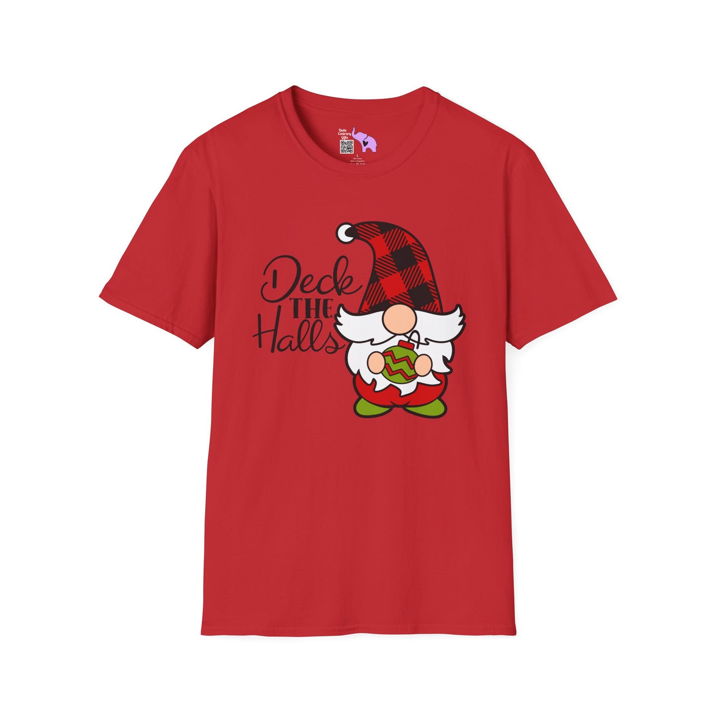 Deck the Halls Plaid Gnome Adult T-shirt