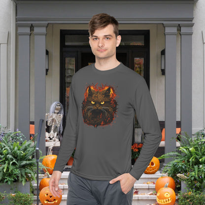 Creepy Black Cat Adult Long Sleeve Tee