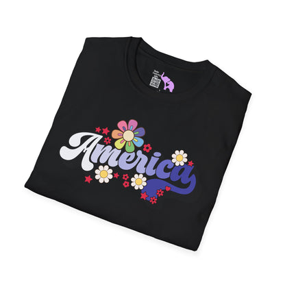 America (Floral) Adult T-shirt