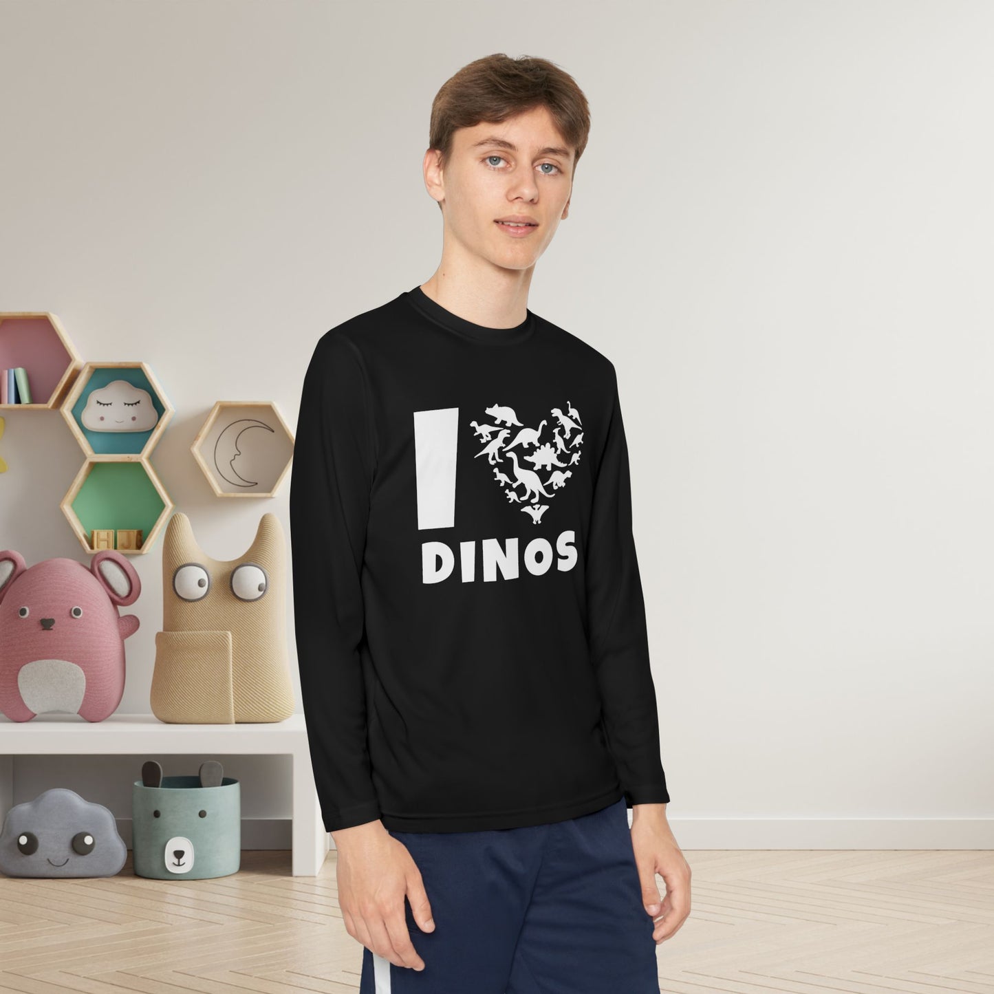 I Love Dinos (Dino Heart) Youth Long Sleeve Tee