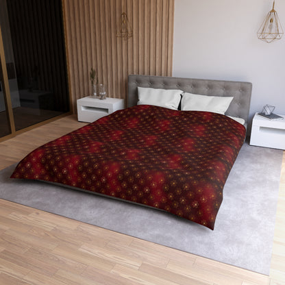 Crimson Gilded Daisies Duvet Bedding Set