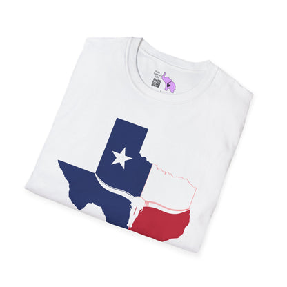Texas Flag w/Longhorn Adult T-shirt