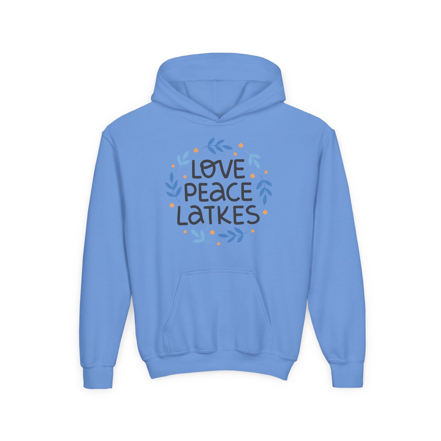 Hanukkah Love Peace Latkes Youth Hoodie