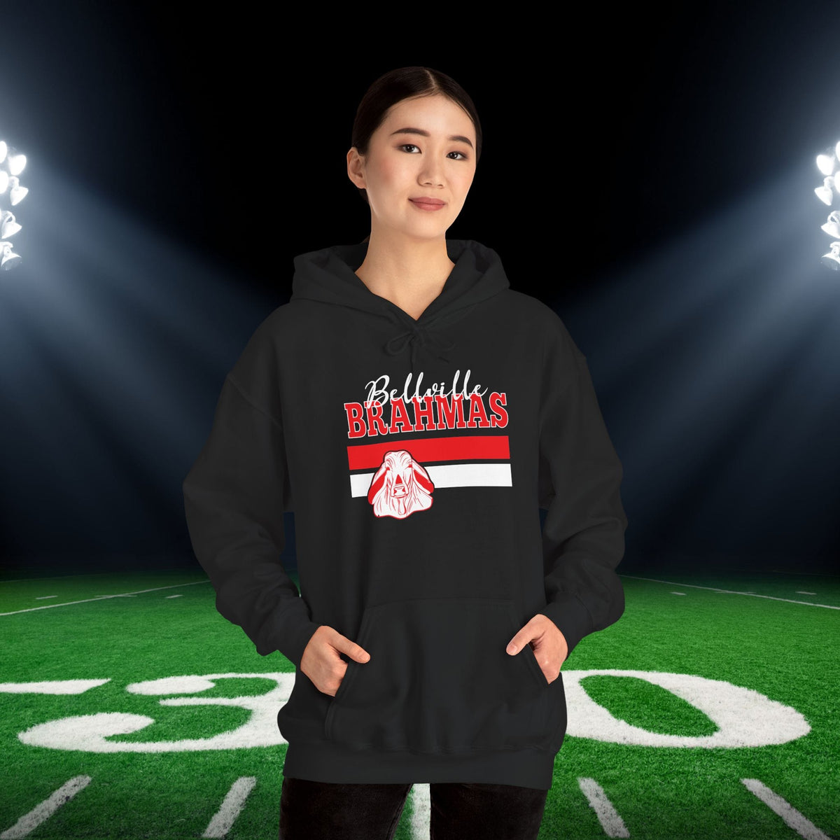 Ballville Brahmas w/Mascot & Stripes Adult Heavy Blend™ Hooded Sweatshirt