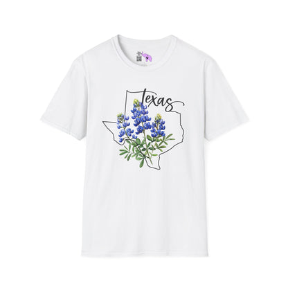 Texas Bluebonnets Outline Adult T-shirt