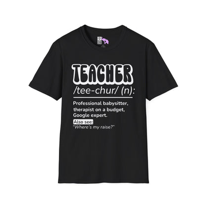 Teacher Definition, Professional Babysitter, Therapist on a Budget, Google Expert Adult T-shirt