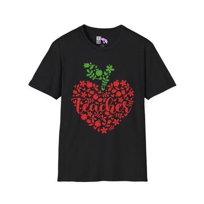 Teacher Apple Heart Adult T-shirt