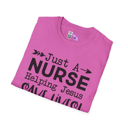 Just A Nurse Helping Jesus Save Lives Adult T-shirt