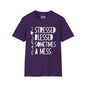 Mama Stressed Blessed Sometimes A Mess Adult T-shirt