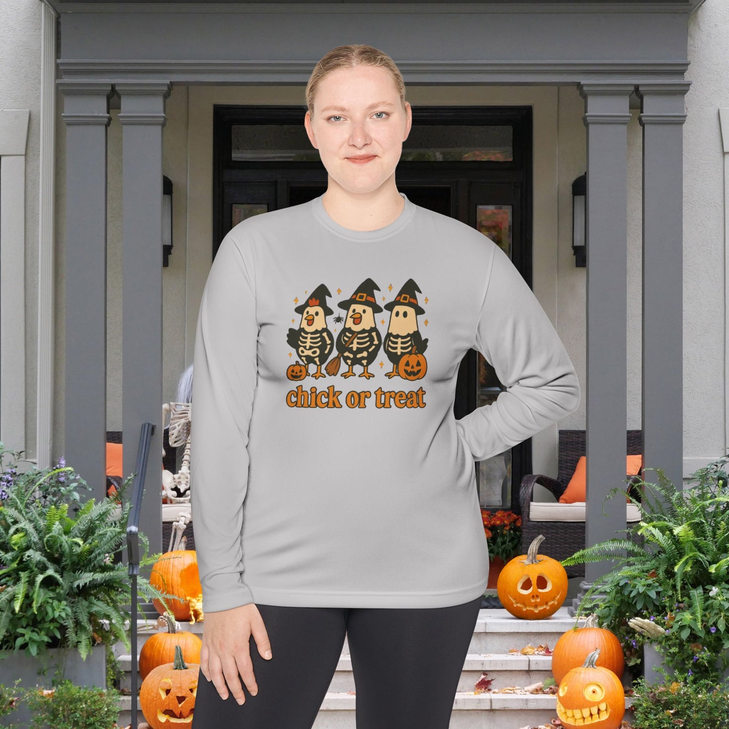 Chick or Treat (Skeleton Costumes) Adult Long Sleeve Tee