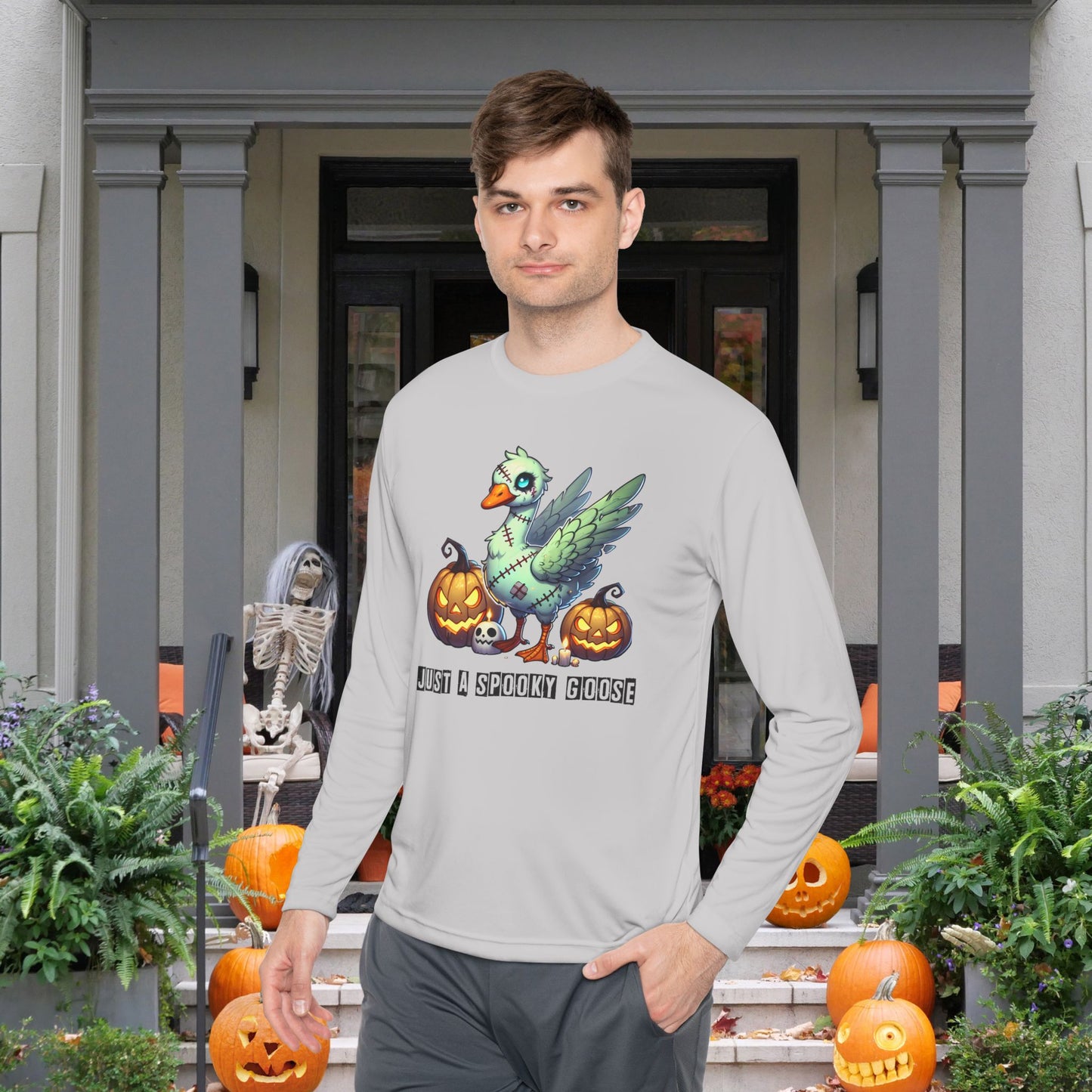 Just A Spooky Goose Adult Long Sleeve Tee