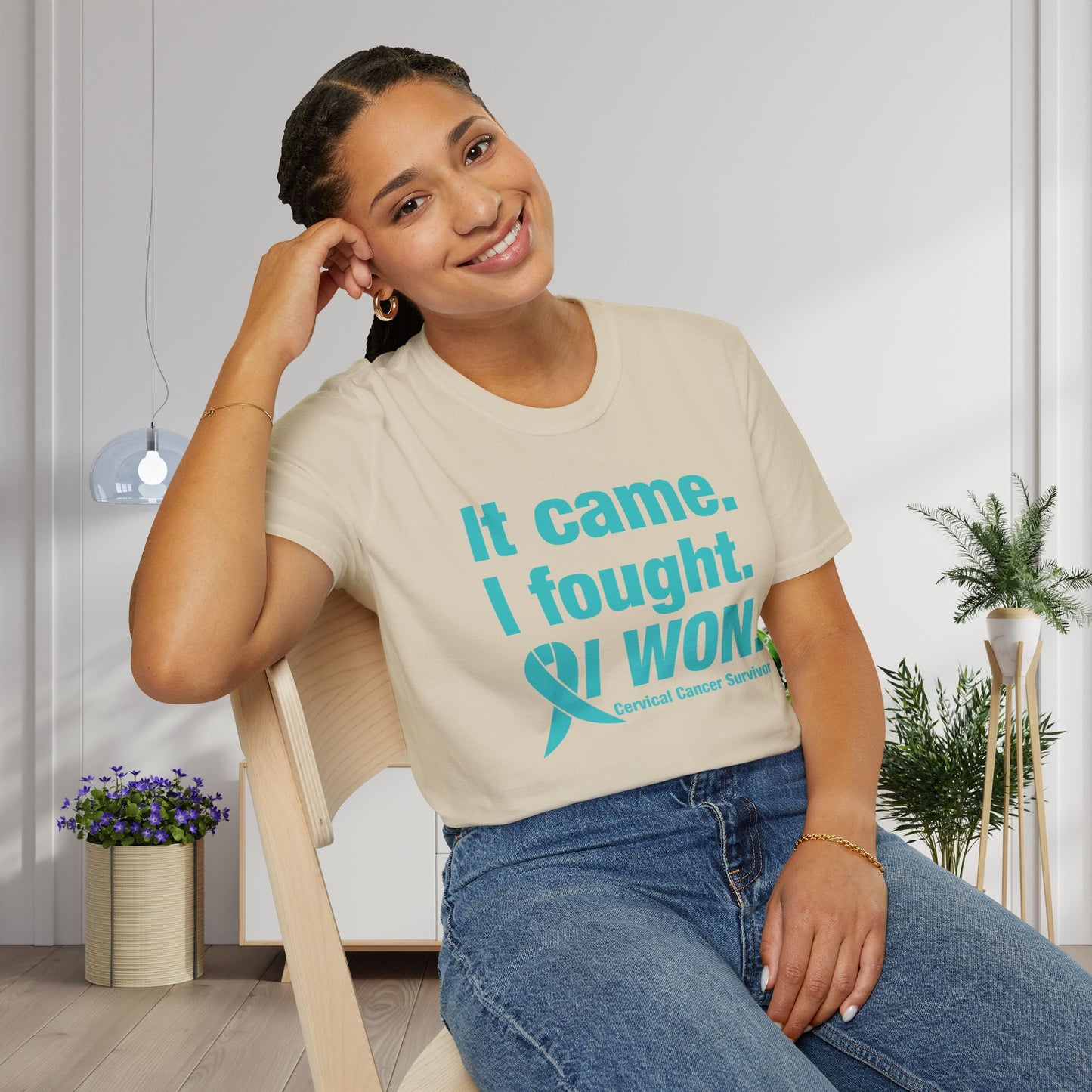 It Came I Fought I Won Cervical Cancer Survivor Adult T-shirt