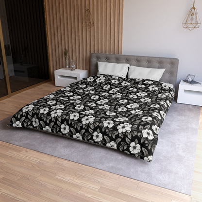 Black & White Daisies Microfiber Duvet Cover