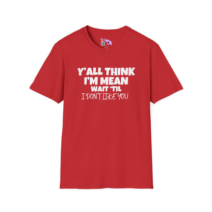 Y'all Think I'm Mean Wait 'til I Don't Like You Adult T-shirt