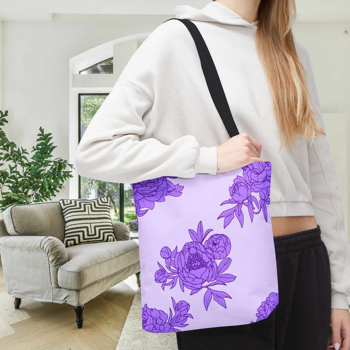 Royal Orchid Peonies Canvas Tote Bag