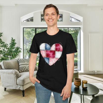 Patchwork Quilt Heart Adult T-shirt