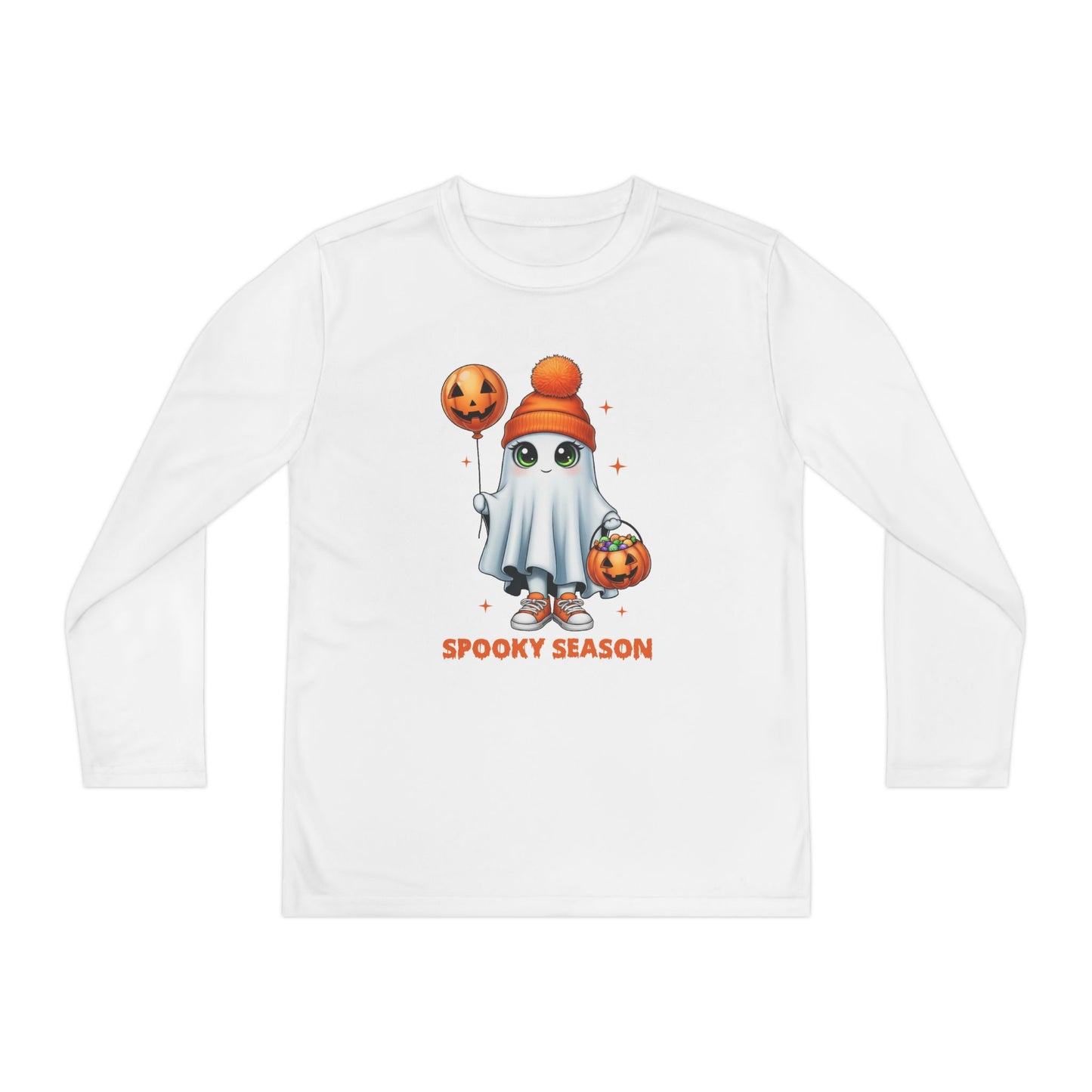 Spooky Season Ghost Trick-or-Treater Youth Long Sleeve Tee