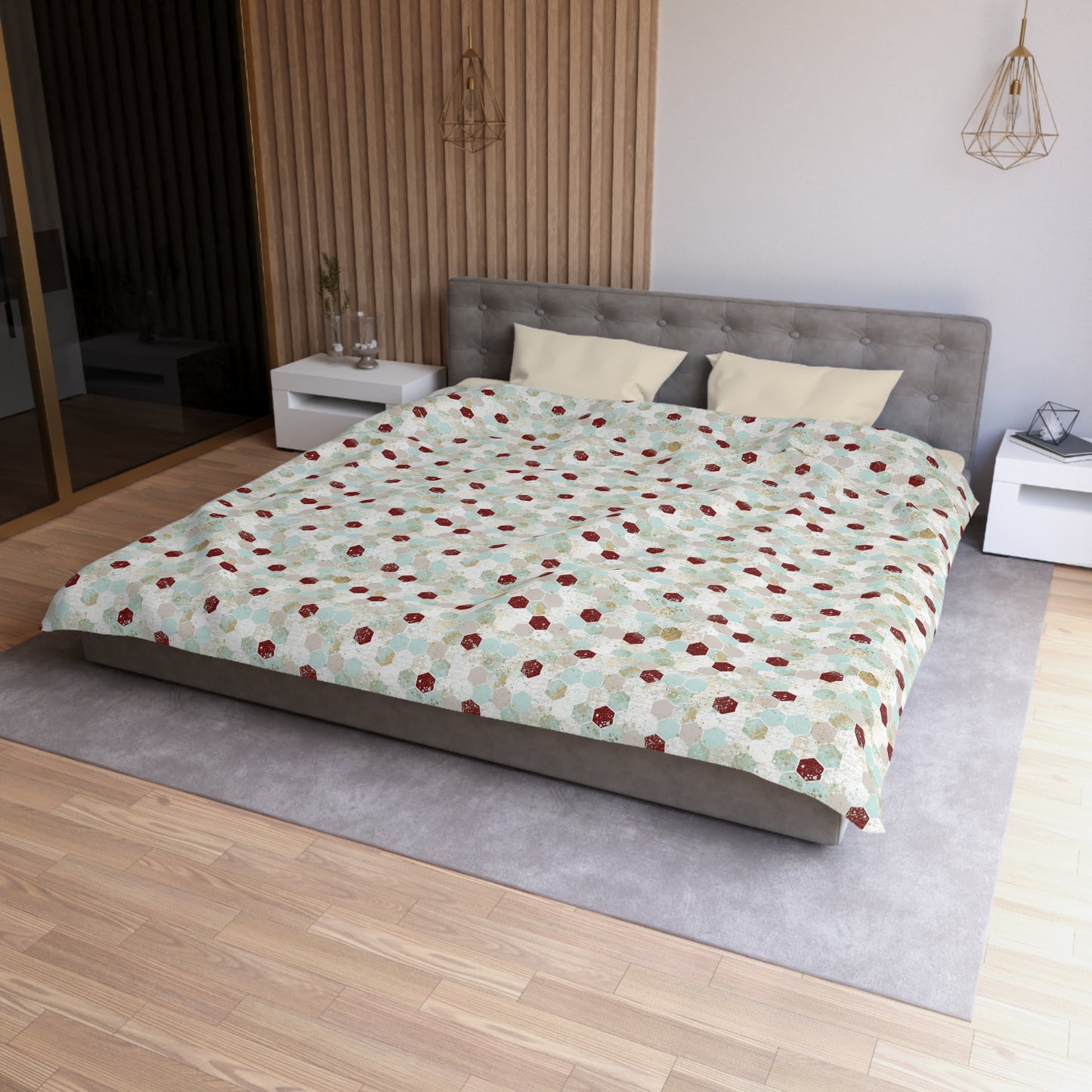 Love Letters & Honeycomb Microfiber Duvet Cover