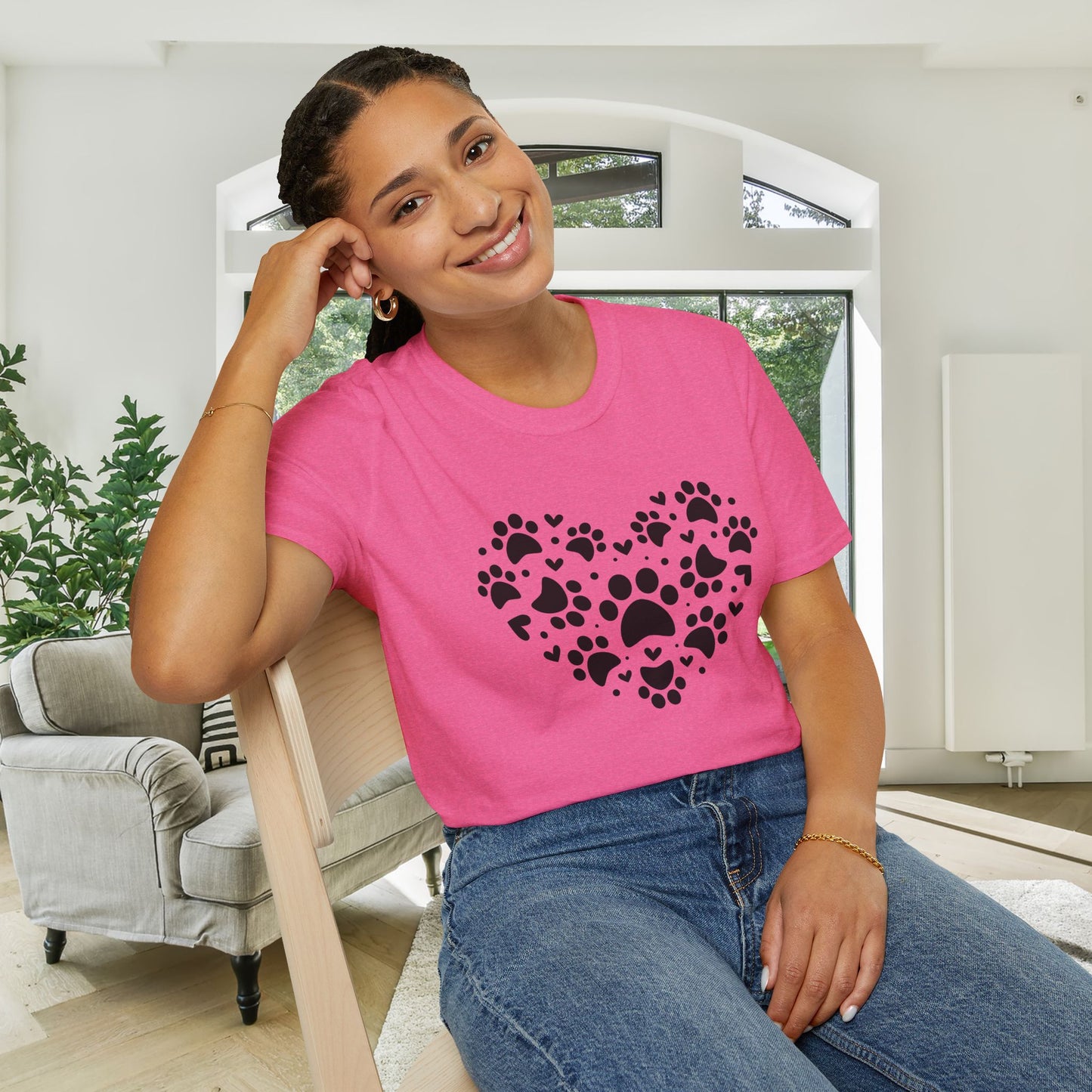 Paw Print Heart Adult T-shirt