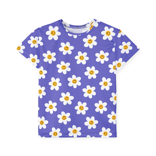 Floral Smile Design Kids Sports Jersey