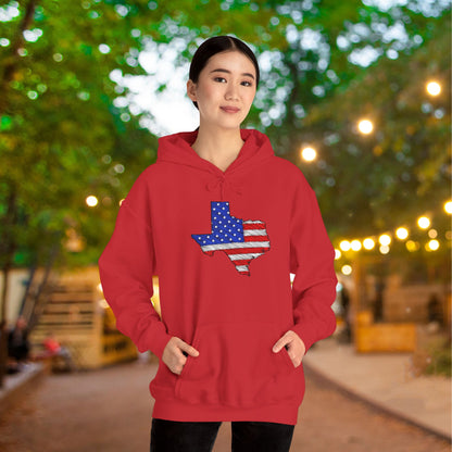 Texas-shaped American Flag Heavy Blend™ Hooded Sweatshirt