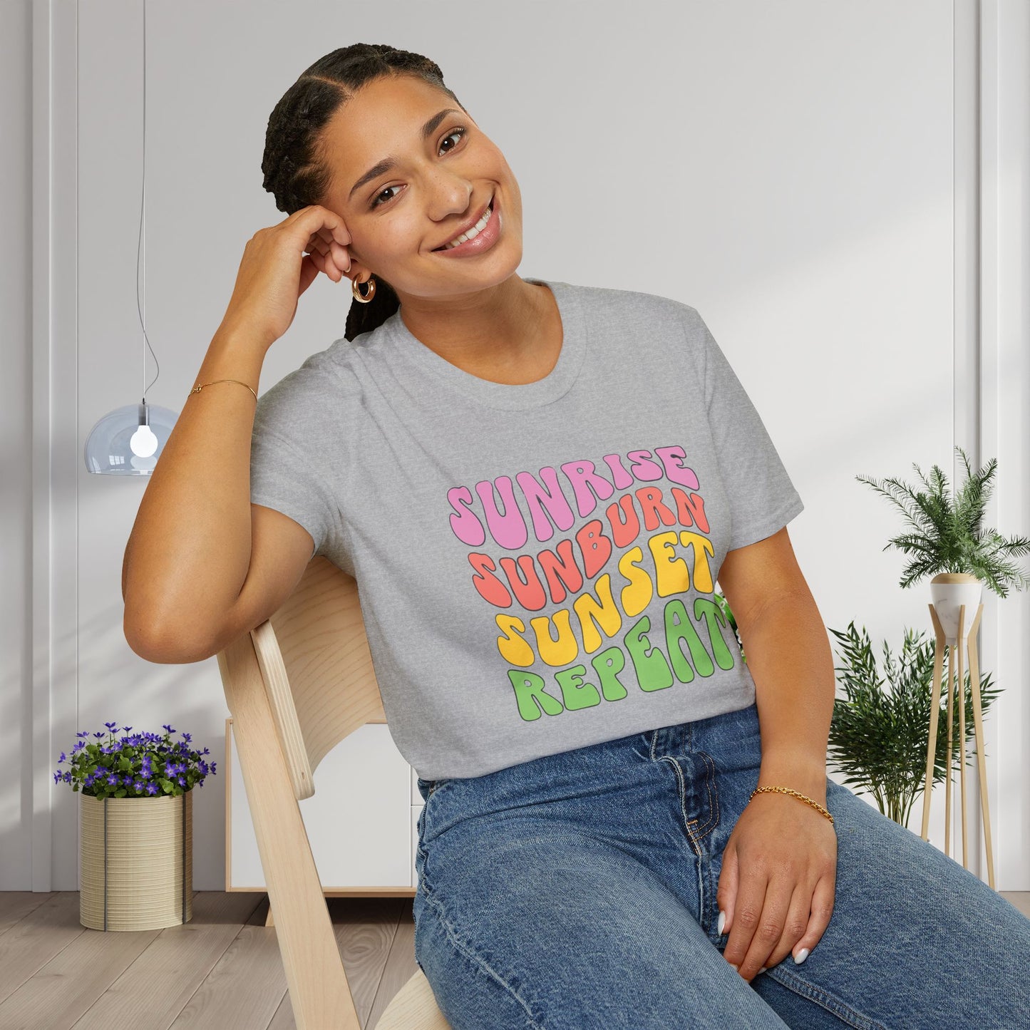 Sunrise Sunburn Sunset Repeat Adult T-shirt