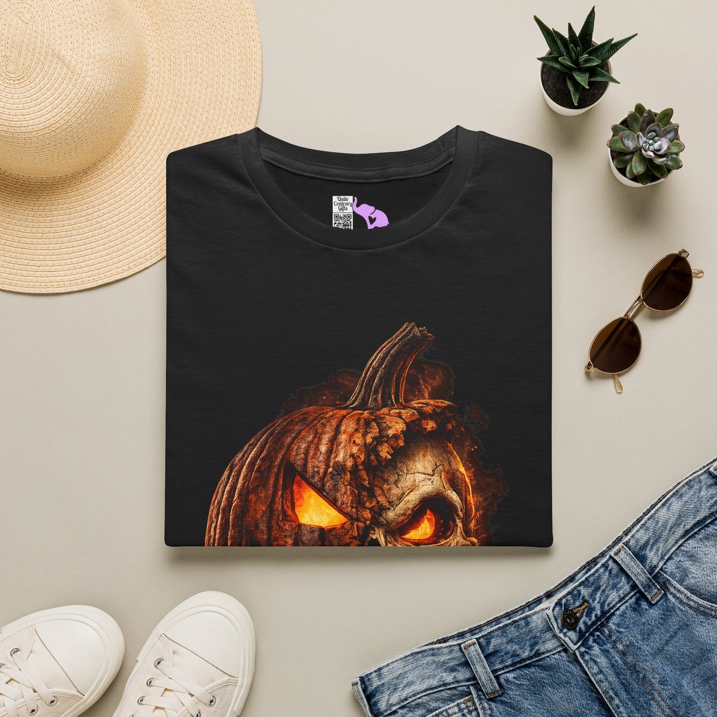 Crumbling Jack-O'-Lantern Skull Adult T-shirt