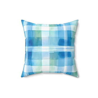 Ocean Sunset Plaid Throw Pillow