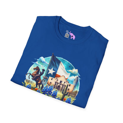 Texas Cowboy, Alamo, & Bluebonnets Adult T-shirt