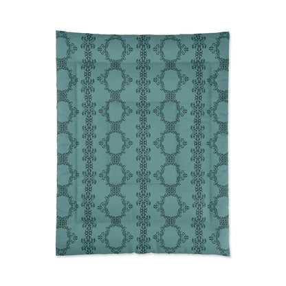 Teal Lace Pattern Comforter