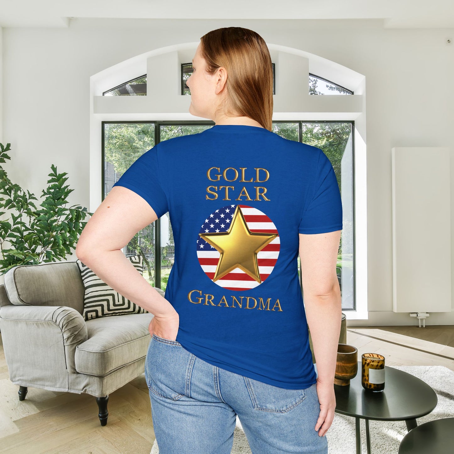 Gold Star Grandma Forever Proud Adult T-shirt