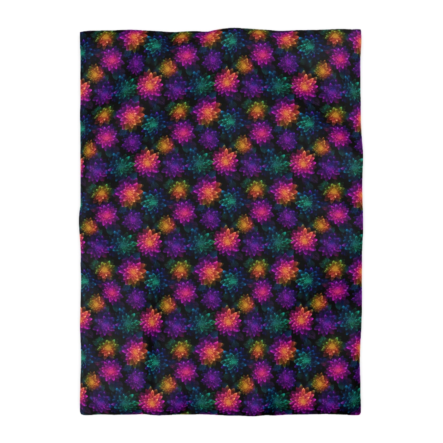 Neon Lotus Blooms Duvet Bedding Set