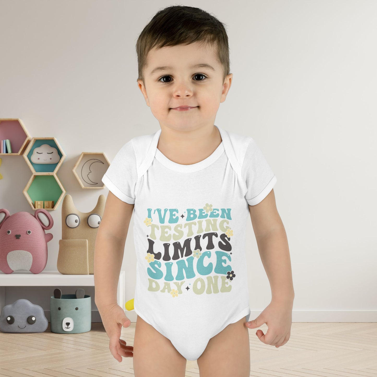 I've Been Testing Limits Since Day One Infant Baby Rib Bodysuit