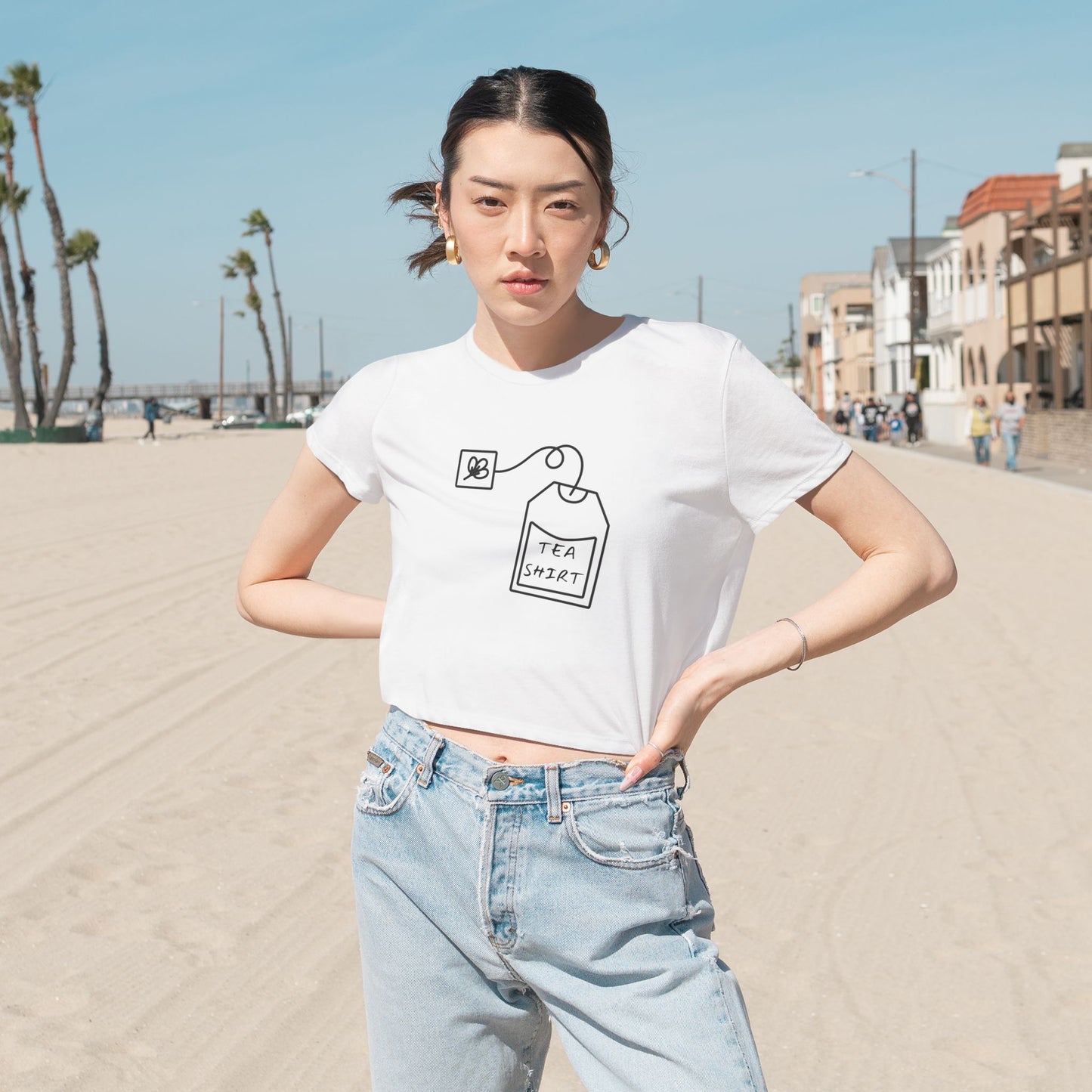 Tea Shirt Women's Flowy Cropped Tee